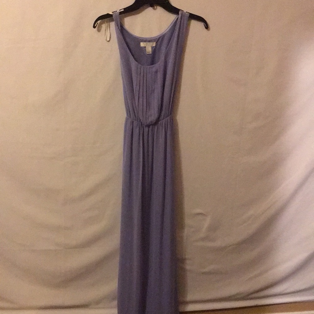 Floor length periwinkle dress